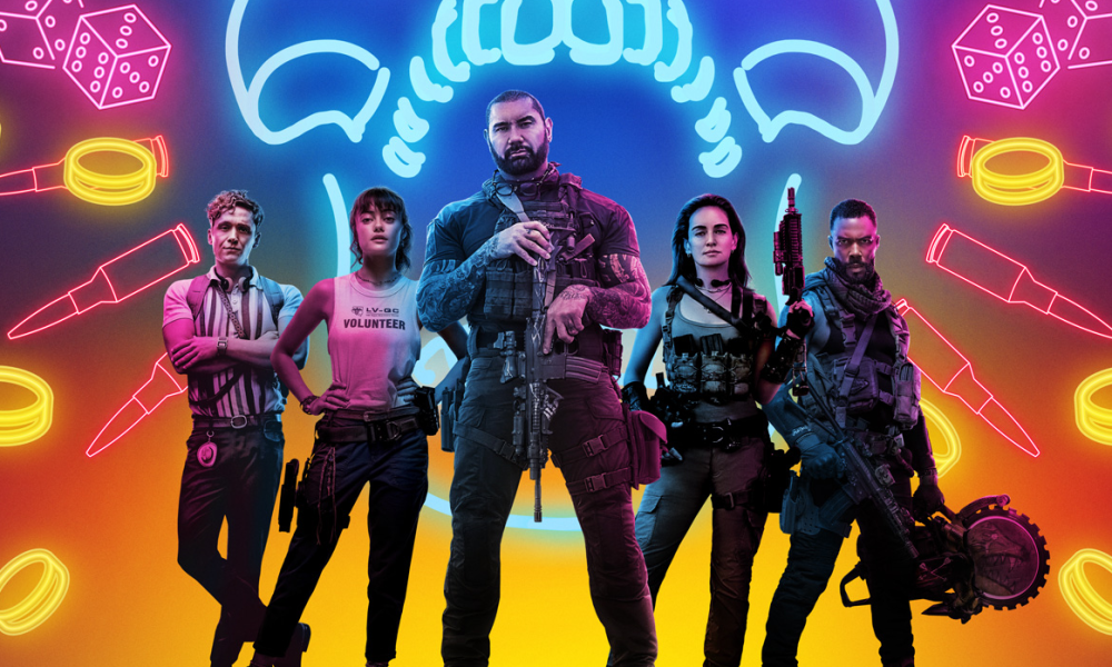 The cast of Army of the Dead including Dave Bautista, front and center for Netflix's Geeked Week.