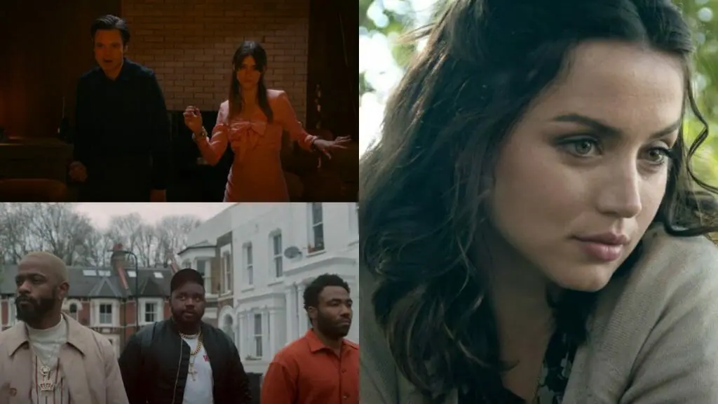 A collage of the new horror film FRESH, new thriller DEEP WATER, and ATLANTA season 3 all coming to Hulu in March 2022.
