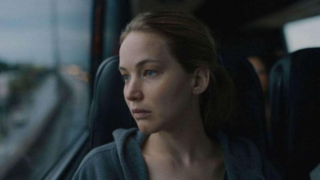 Jennifer Lawrence stars as Lynsey a veteran with PTSD and brain trauma coming back home from war in Afghanistan in the film CAUSEWAY on AppleTV+.