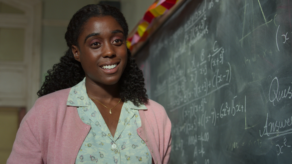 Lashana Lynch stars as Miss Honey teaching in the classroom in Roald Dahl's Matilda The Musical on Netflix.