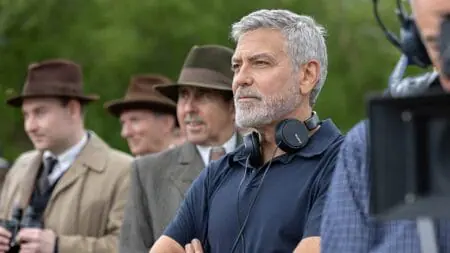 George Clooney directs a scenes on the set of his sports drama THE BOYS IN THE BOAT.