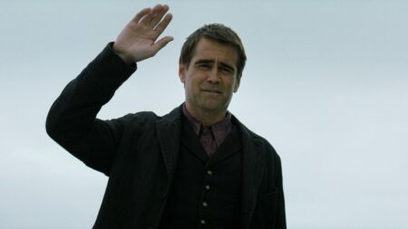 Colin Farrell waves goodbye in the Oscar-nominated film THE BANSHEES OF INISHERIN which is leaving the Max streaming service in March 2024.