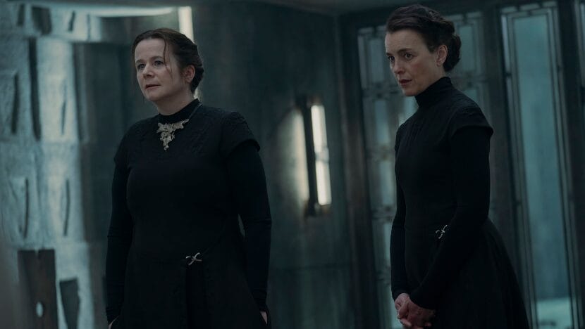 Emily Watson and Olivia Williams star as Reverend Mother Vayla Harkonnen and her sister Tula Harkonnen, respectively, in the HBO prequel series DUNE: Prophecy.