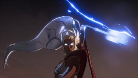 New Arrivals for Disney+ and Hulu December 2024 Storm from the X-Men shows off her amped lightning powers as she wields Thor's hammer Mjolnir for the first time in What If...? Season 3, premiering on Disney+ and Hulu in December 2024.