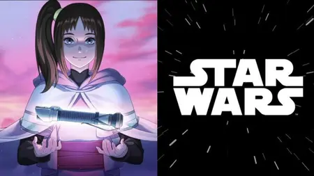 An image of the young Jedi Lah Kara holding up her lightsaber using the force from THE NINTH JEDI animated shorts from Star Wars: Visions for our list of all Star Wars Anime updates from Star Wars Celebration 2025 in Japan.