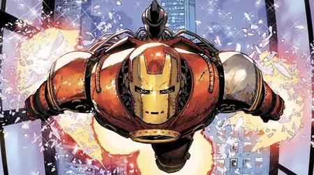 The Insurgent Iron Man: Tony Stark Rebuilds in Spencer Ackerman and Julius Ohta’s 2024 Run Tony Stark shows off his new scrapped together Insurgent Iron Man armor as he flies in the sky at top speed in the Marvel Comics run written by Spencer Ackerman.