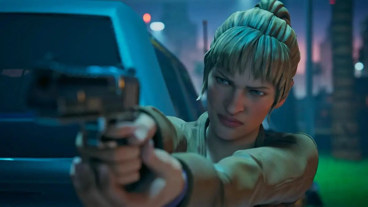 Uma Thurman reprises the role of The Bride in animation, holding up a gun to the camera, from the YUKI'S REVENGE animated short directed by Quentin Tarantino in collaboration with Epic Games and Fortnite