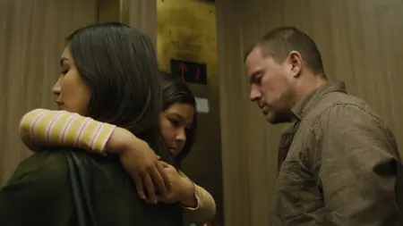 Gemma Chan and Channing Tatum star as helpless and distraught parents holding up their young eight-year-old daughter in a courthouse elevator in the indie drama JOSEPHINE.
