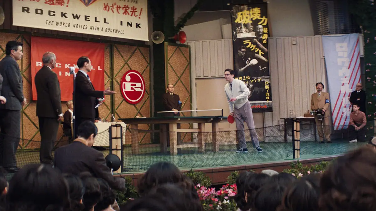 The final ping-pong match in Japan from the third act of the A24 sports film MARTY SUPREME, starring Timothée Chalamet.