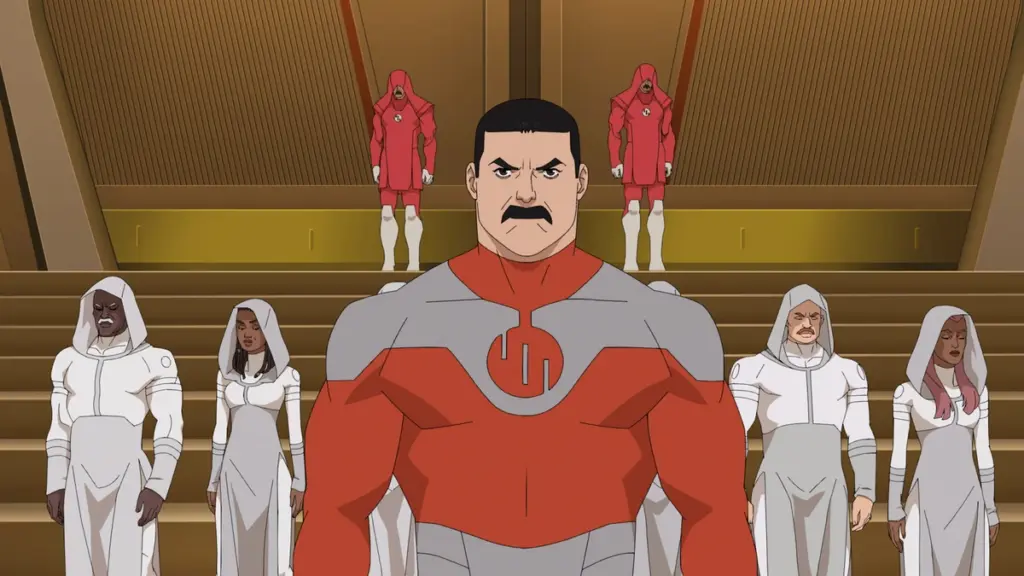 The evil Viltrumite Emperor Thragg voiced by Lee Pace makes his debut in INVINCIBLE Season 4 streaming only on Prime Video.
