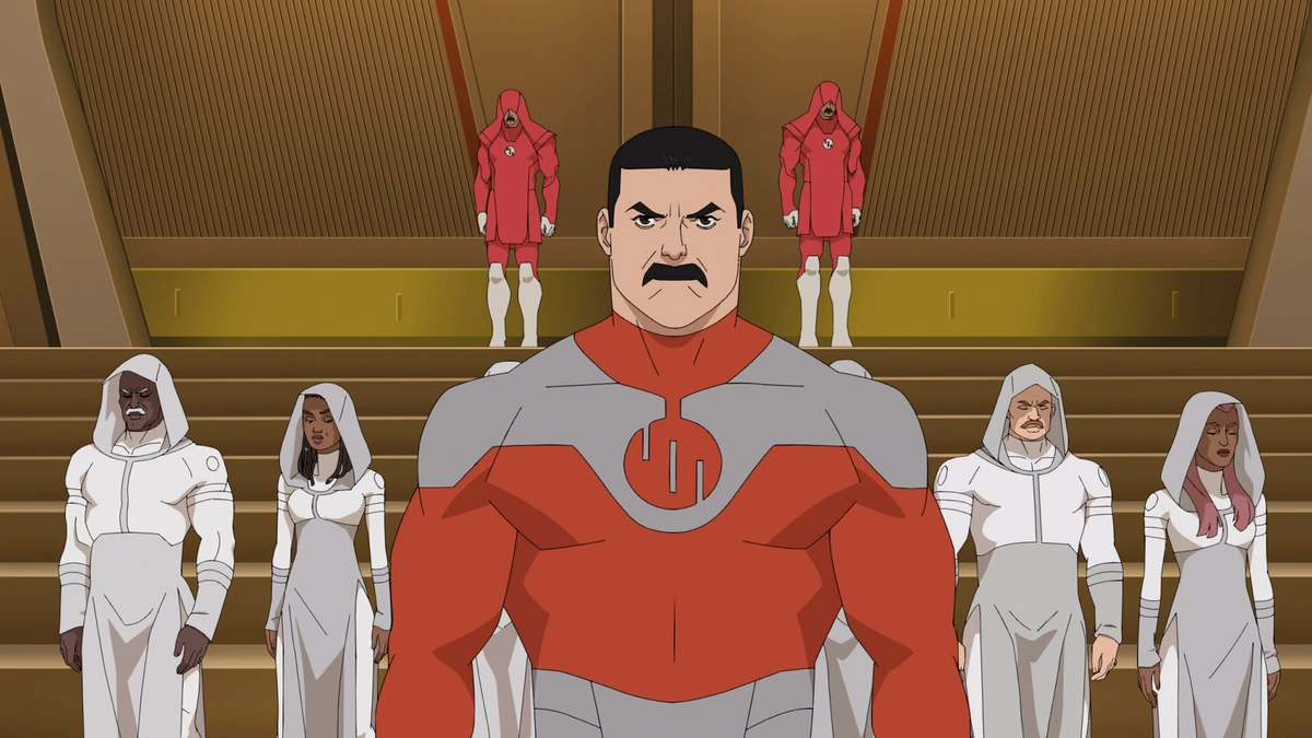 The evil Viltrumite Emperor Thragg voiced by Lee Pace makes his debut in INVINCIBLE Season 4 streaming only on Prime Video. 