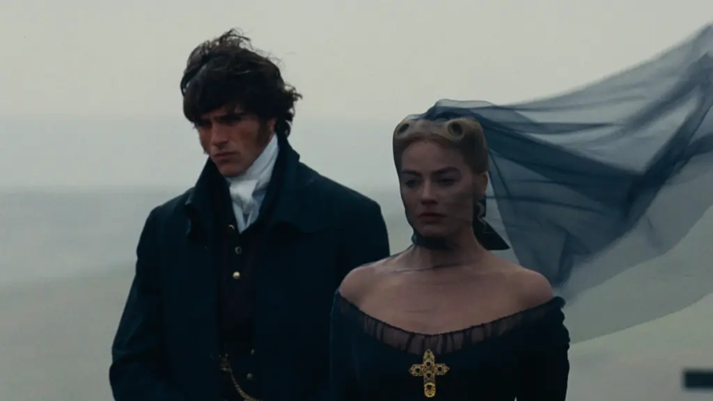 Jacob Elordi and Margot Robbie stun in all-black funeral attire in WUTHERING HEIGHTS, which is included in the HBO Max May 2026 list of new movies and TV shows.