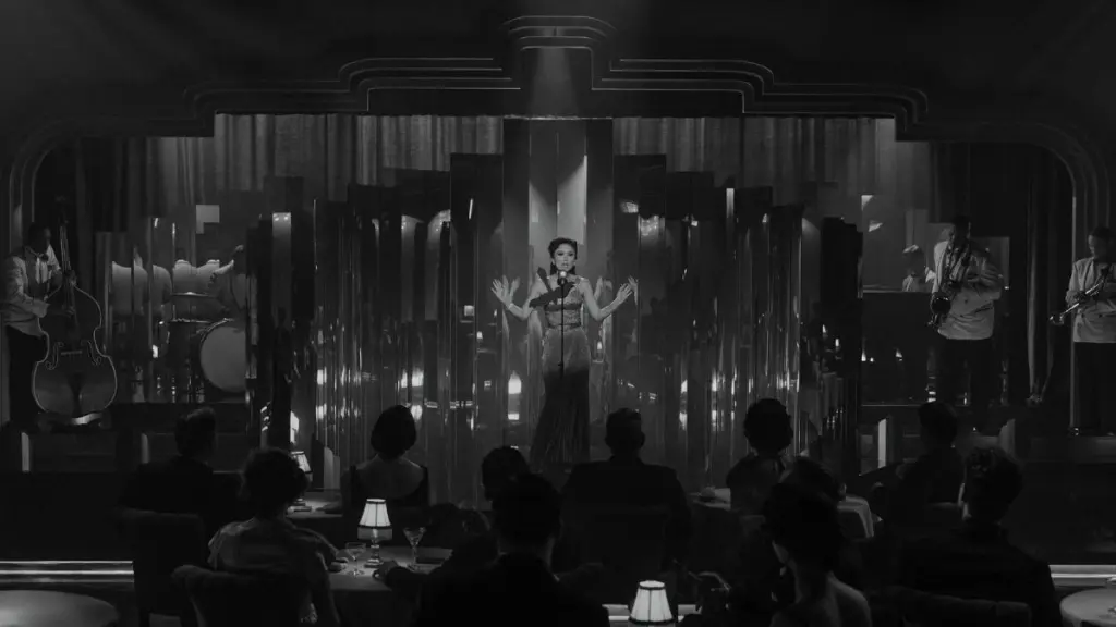 Li Jun Li as Cat Hardy singing in a cool 1930s jazz club in SPIDER-NOIR.