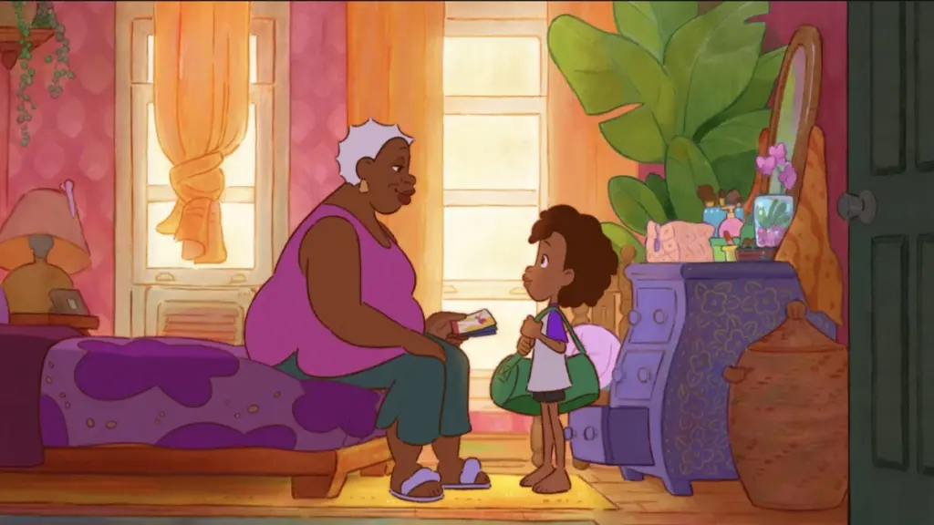 The young Domican boy Julián talks to his wise grandmother in the 2D animated movie from Cartoon Saloon. 