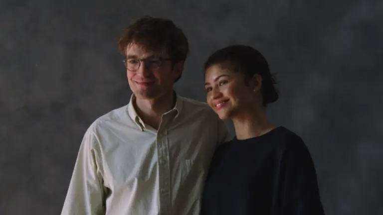 Robert Pattinson and Zendaya take awkward wedding photos in the romantic black comedy THE DRAMA, which is included in the HBO Max July 2026 list of new movies and TV shows.
